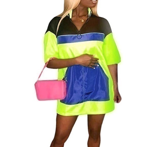 Dresses & Skirts - Colorblock Zip Up T-Shirt Dress